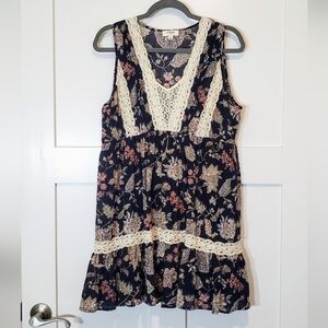 Umgee Dress Sleeveless Crocheted Lace Flare Out Mini Medium Cottagecore Boho